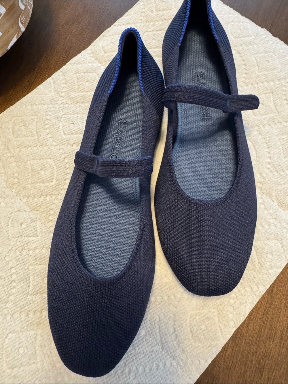 Rothy's Navy Knit Mary Jane Flats
